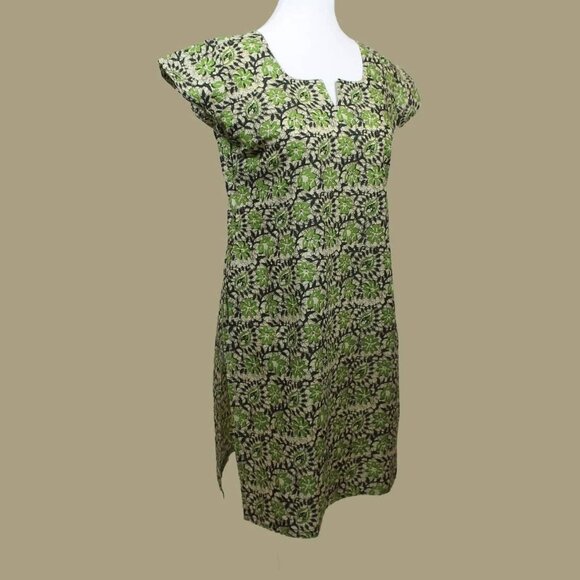 Cream Black and Green Printed Cotton Kurta | Muvvas Boutique - Picture 5 of 6